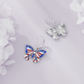 wholesale 925 Sterling Silver Blue American Flag Butterfly Drop Earrings For Women-0-4